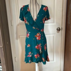 Green Xhilaration Dress with Flower Print Dress